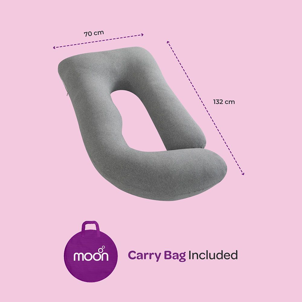 Moon - Organic U Shaped Pregnancy Pillow - Light Grey