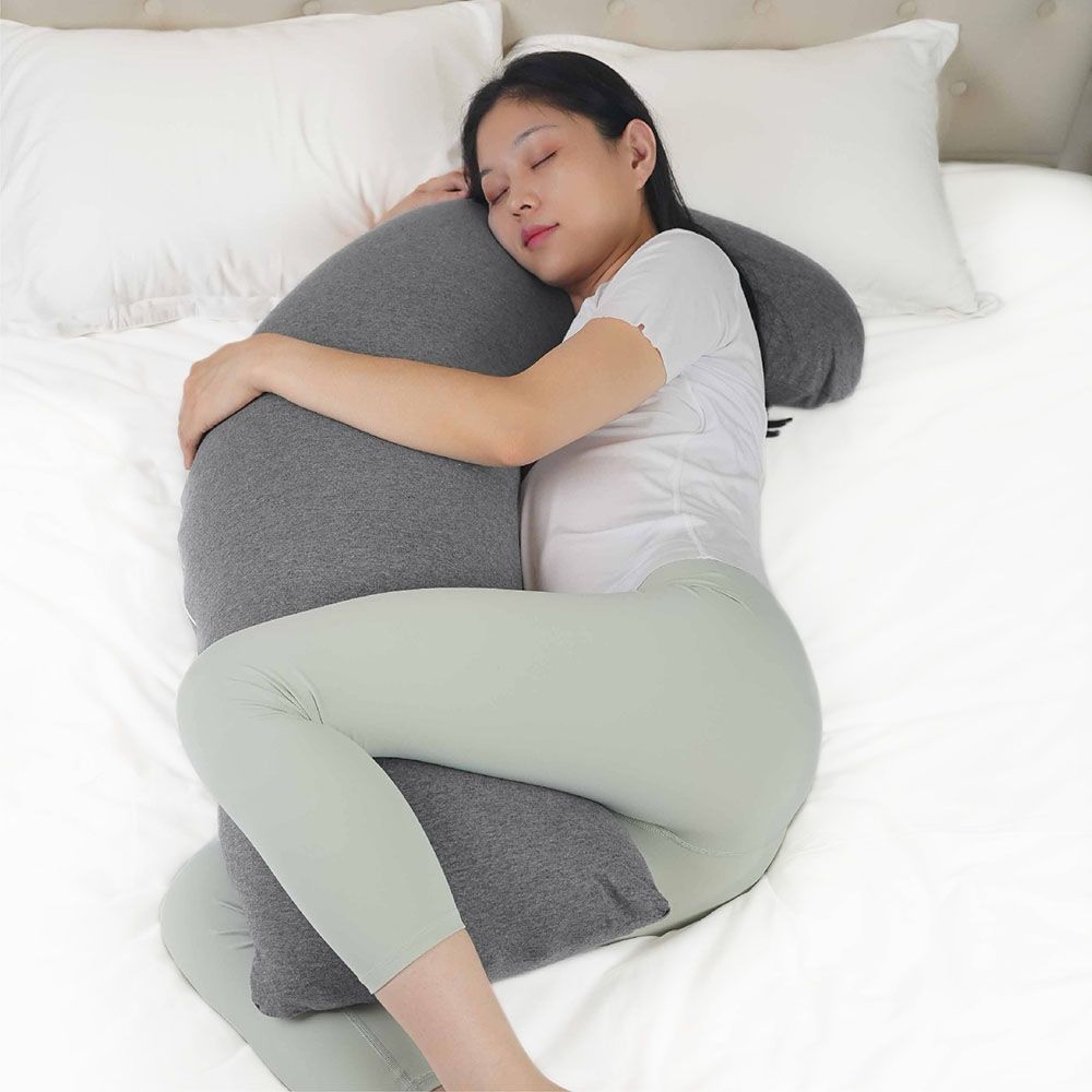 Moon - Organic L Shaped Maternity Pillow - Grey