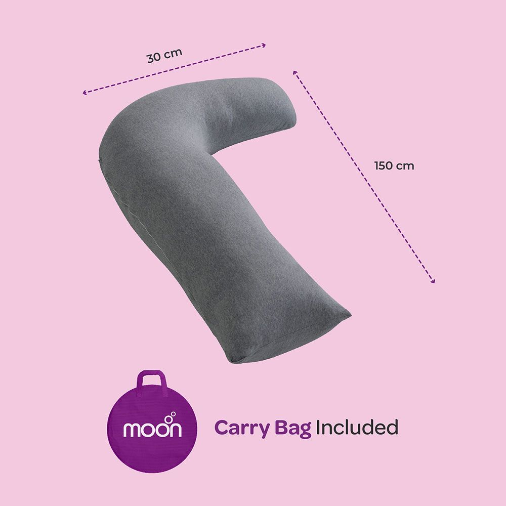 Moon - Organic L Shaped Maternity Pillow - Grey