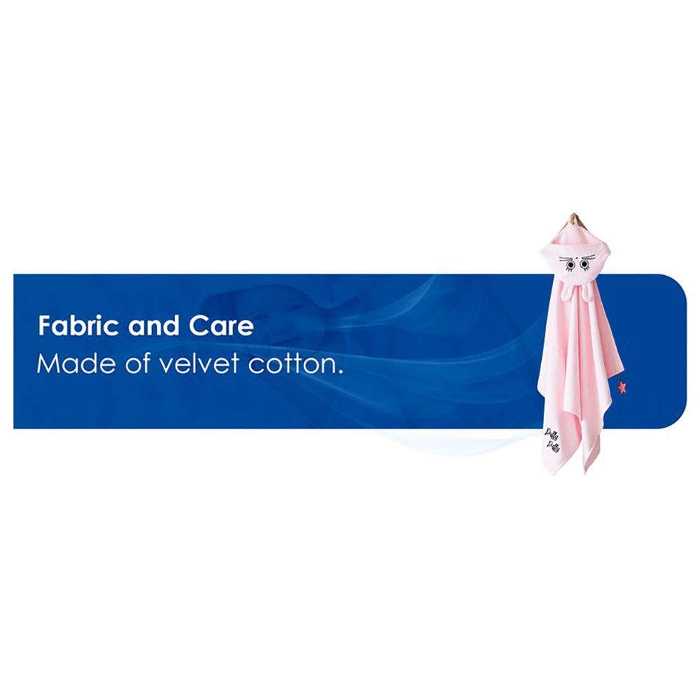 Milk&Moo - Canchin Rabbit Velvet Hooded Baby Towel - Pink