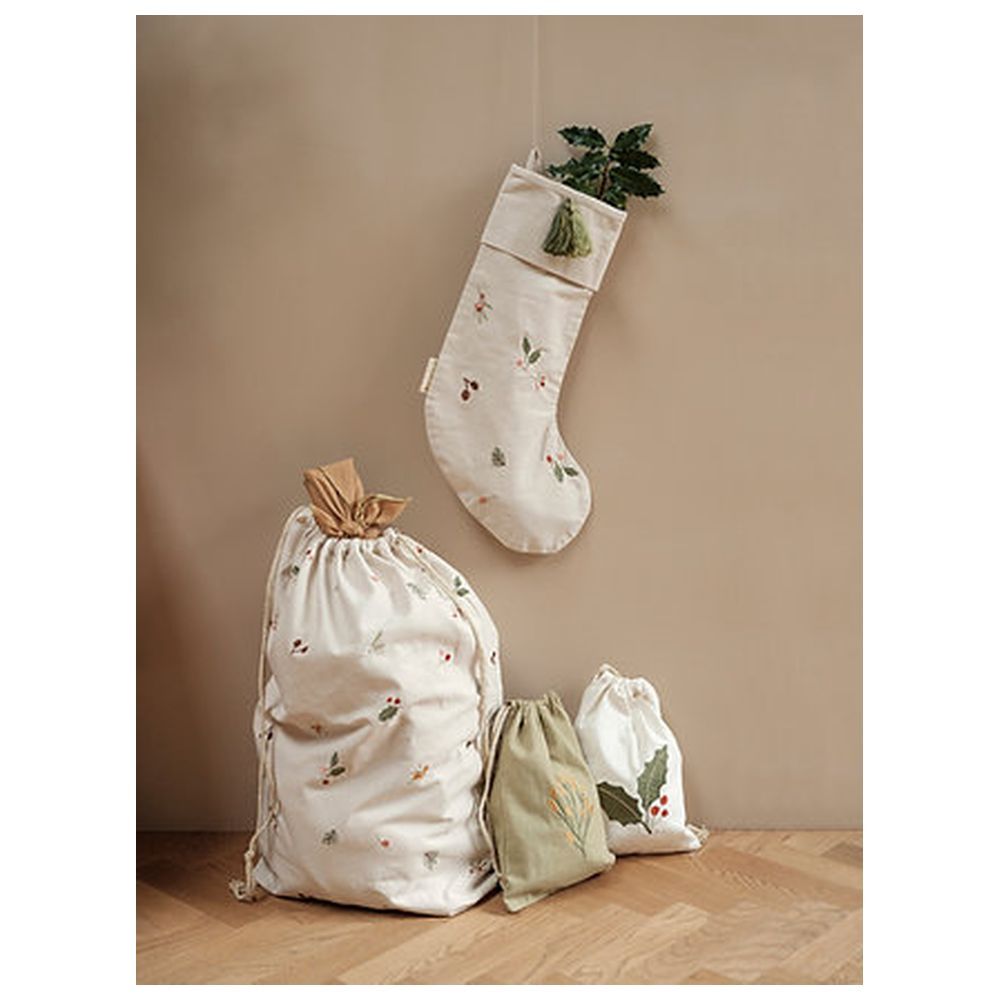 Fabelab - Yule Greens Embroidery Christmas Sack - Natural