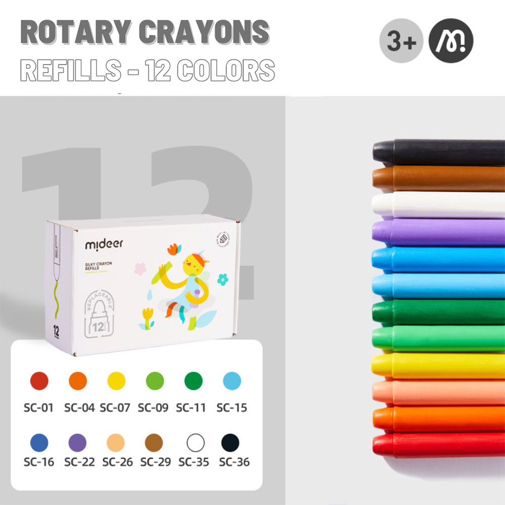 Mideer - Rotary Crayon Refills - 12pcs