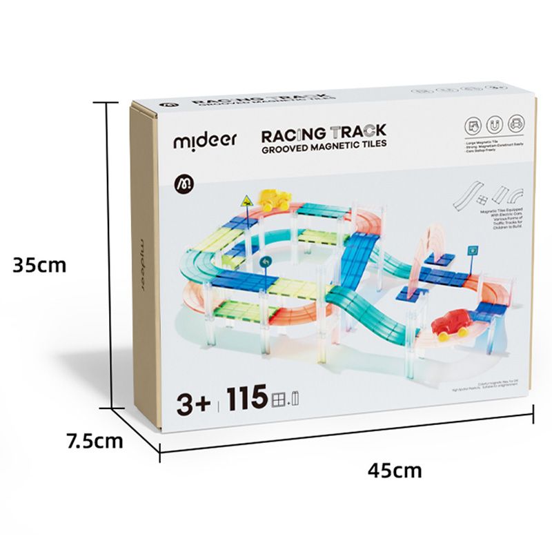 Mideer - Grooved Magnetic Tiles - Racing Track