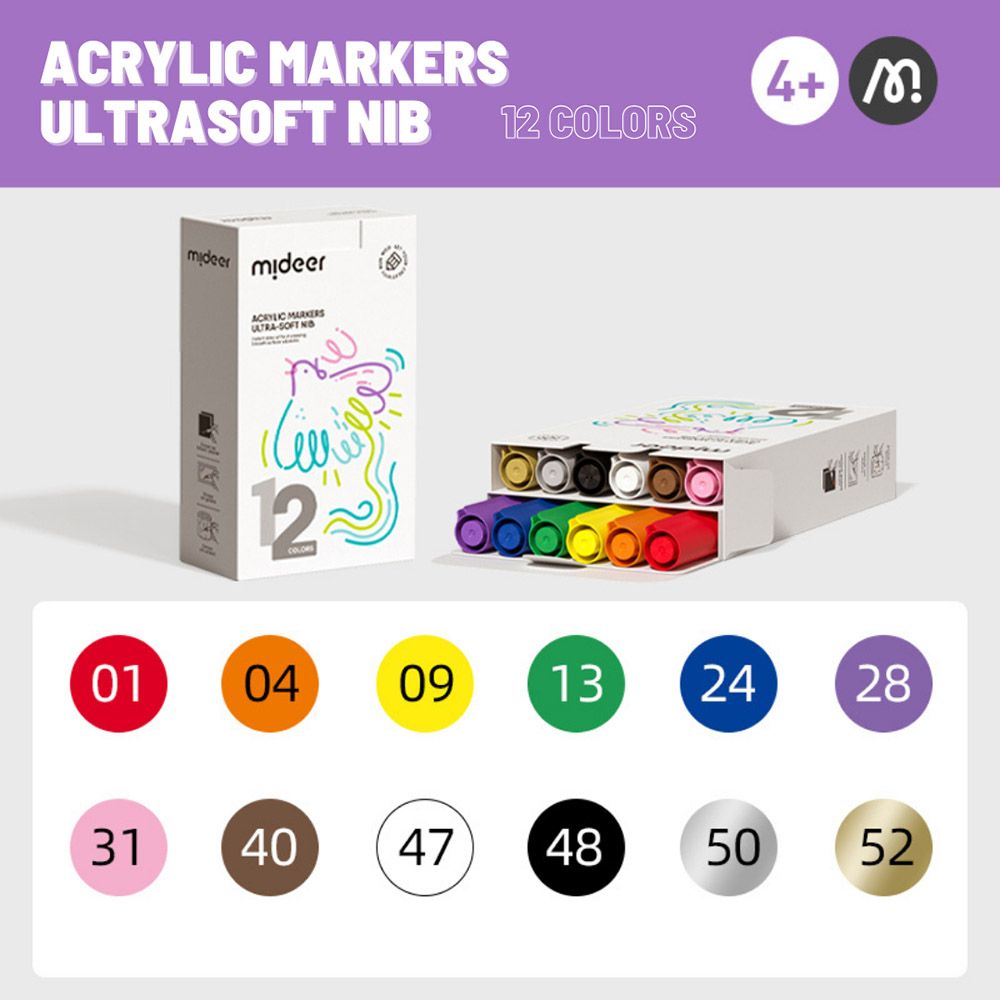 Mideer - Acrylic Markers Ultra Soft - 12pcs