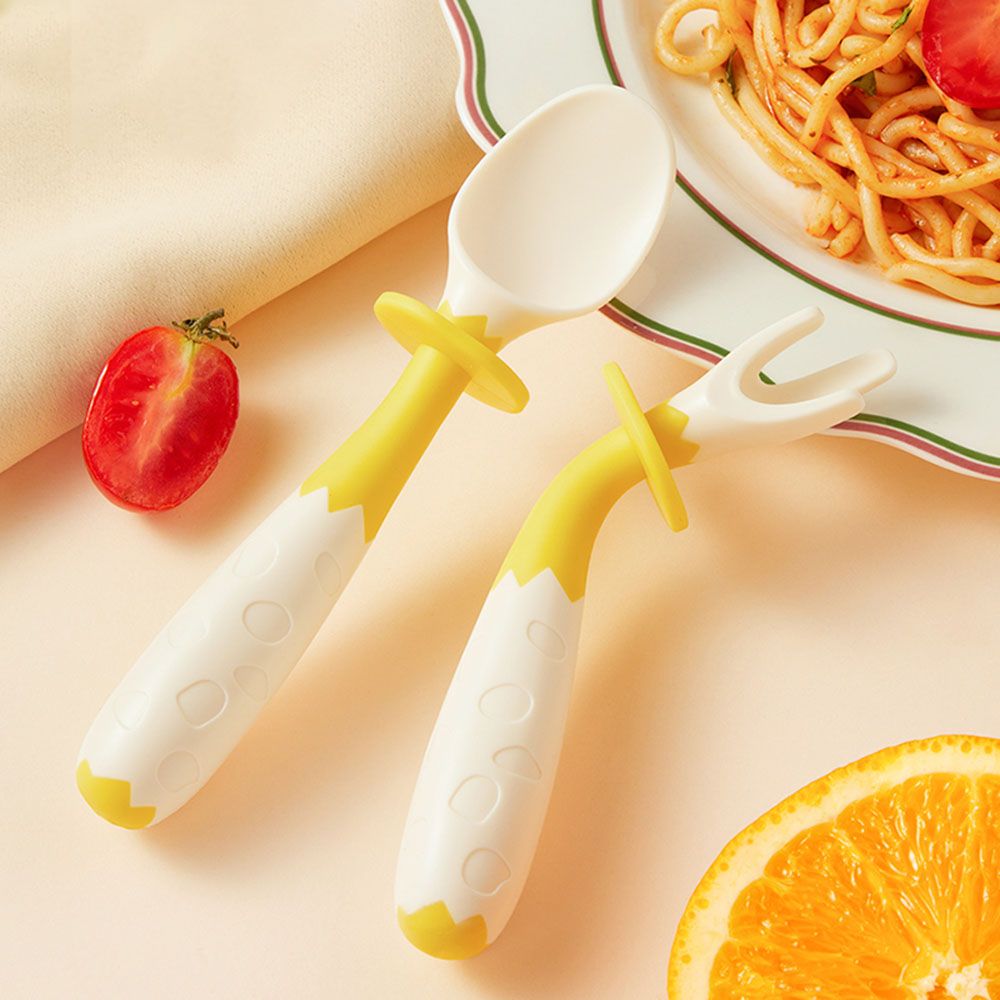 Mideer - Bendable Cutlery For Kids - 2pcs - Yellow