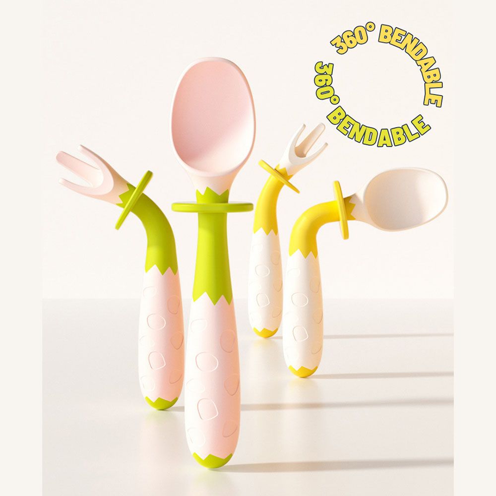 Mideer - Bendable Cutlery For Kids - 2pcs - Yellow