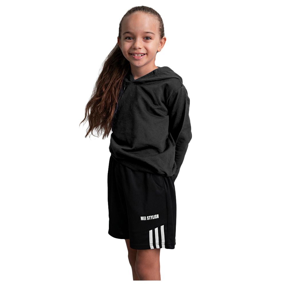 Mei Stylish - Kids Long Sleeve Hooded Sweatshirt - Black