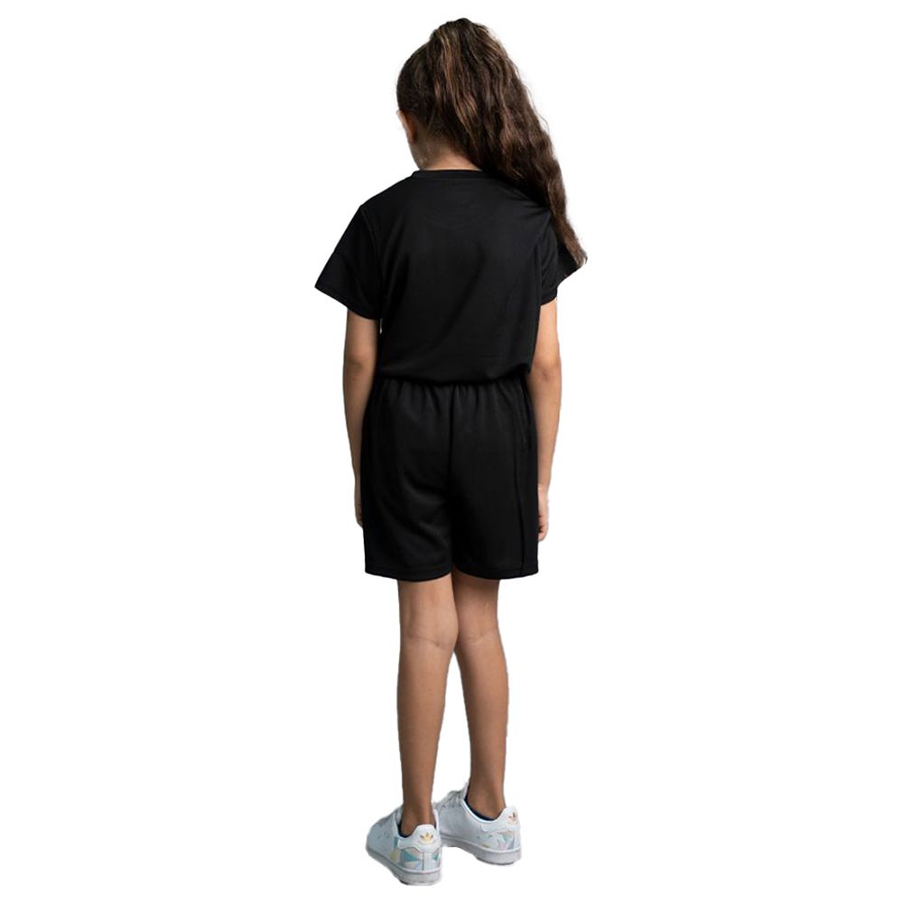 Mei Stylish - 2pc-Set - Active Wear T-Shirt And Shorts - Black