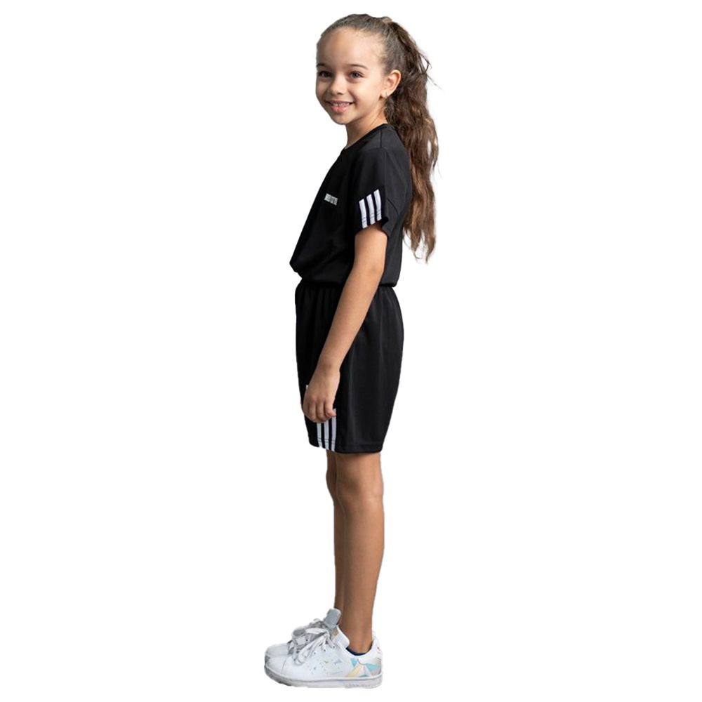 Mei Stylish - 2pc-Set - Active Wear T-Shirt And Shorts - Black