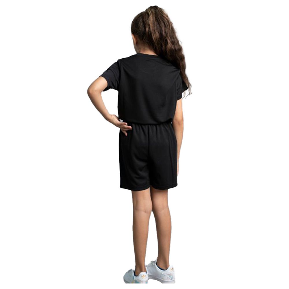 Mei Stylish - 2pc-Set - Active Wear T-Shirt And Shorts - Black