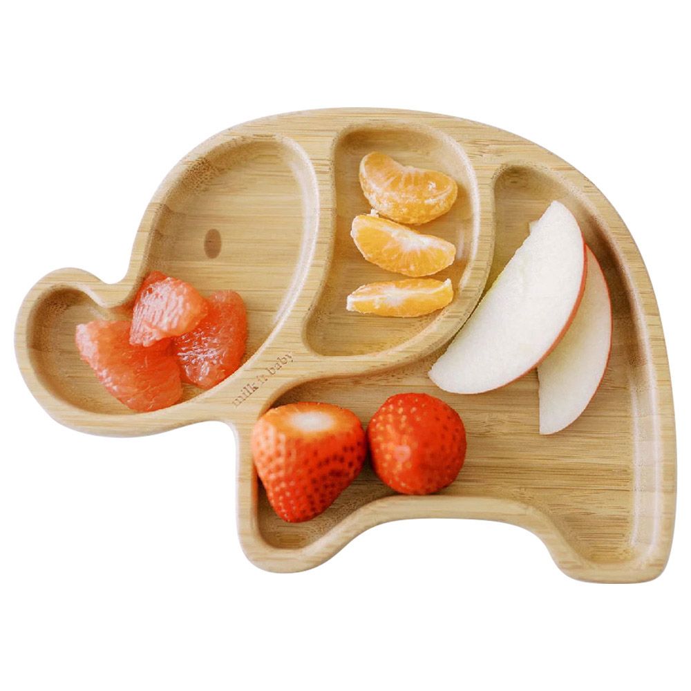 Milk It Baby - Bamboo Elephant Plate Set - Berry Blue