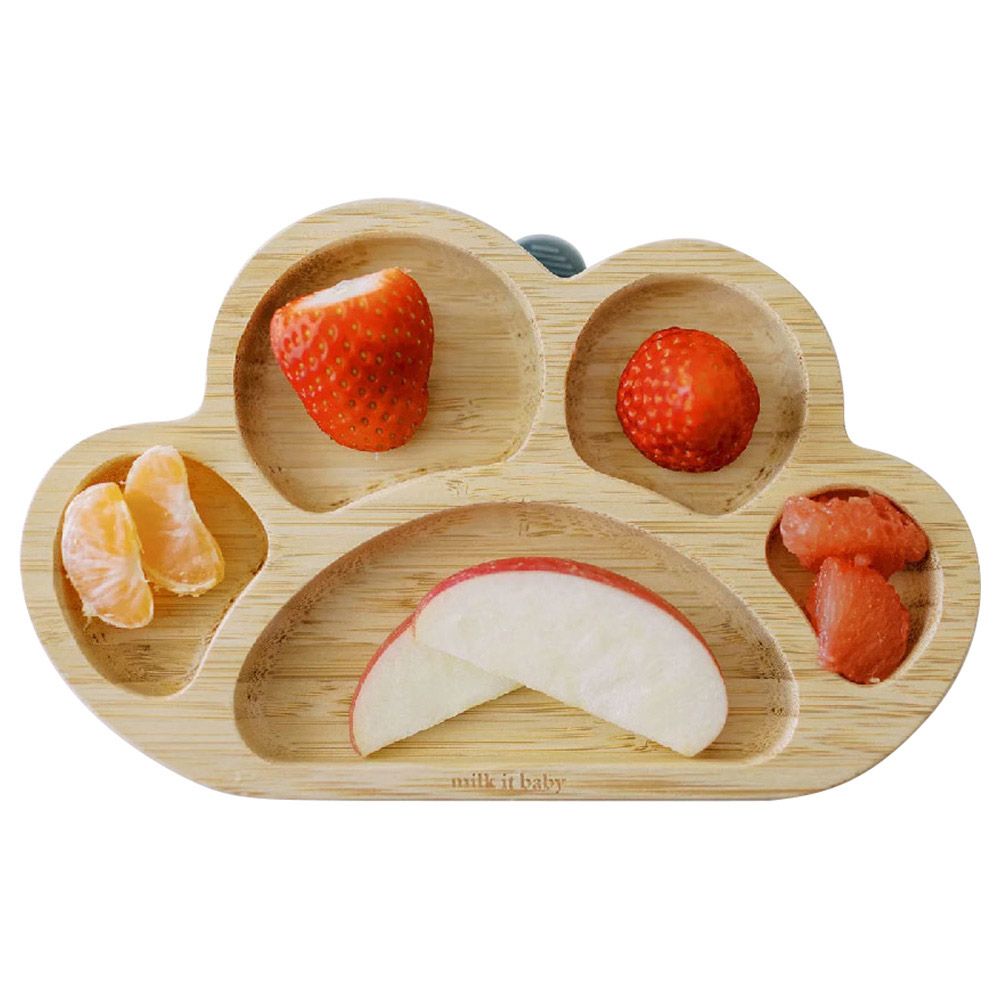 Milk It Baby - Bamboo Tiger Paw Plate Set - Berry Blue