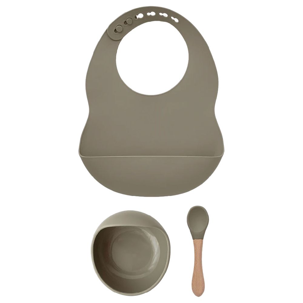 Milk It Baby - Bib And Bowl Set - Army Green