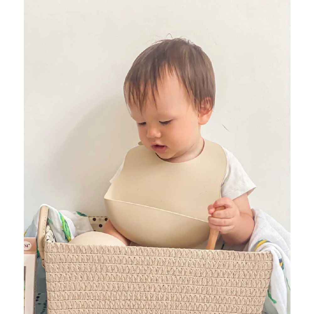 Milk It Baby - Bib And Bowl Set - Sandy Beige