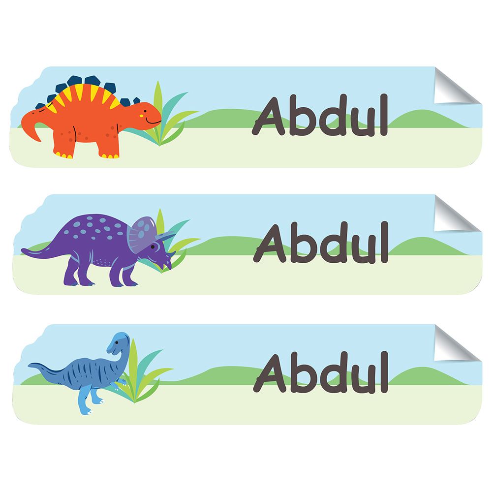 Mylabels - Personalized Iron On Labels - Smiling Dino - Pack of 50