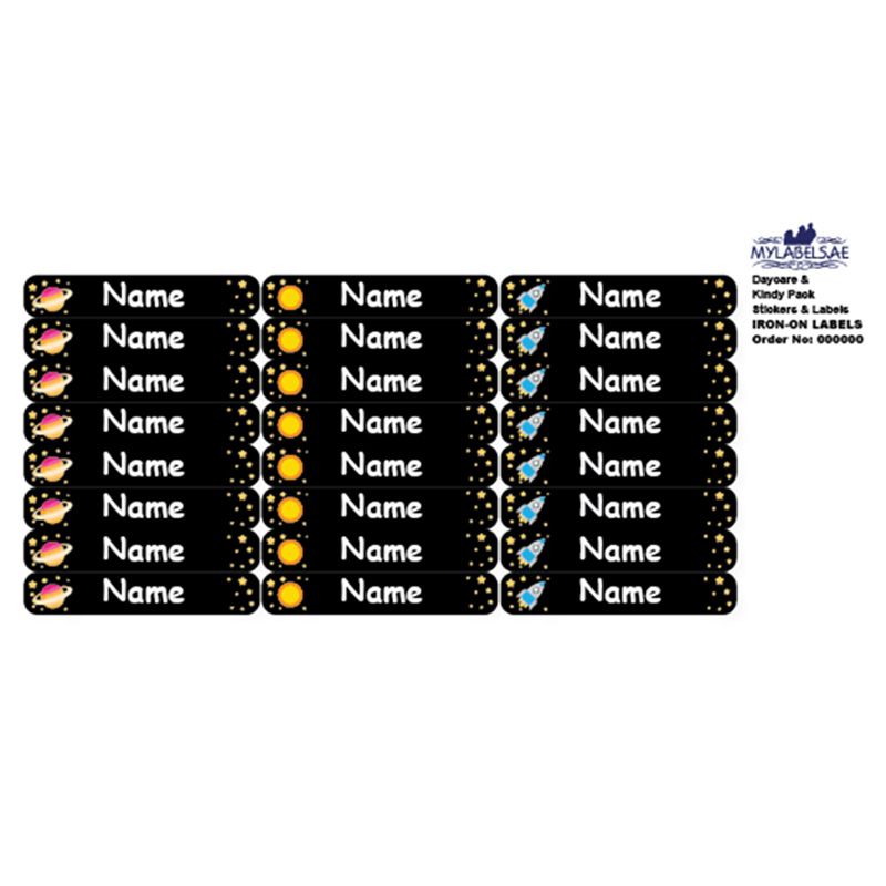 Mylabels - Personalized Iron On Labels - Space Daycare - Pack of 50