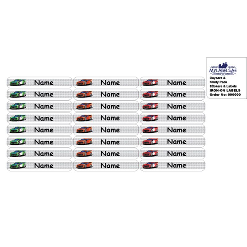 Mylabels - Personalized Iron On Labels - Race Car - Pack of 50