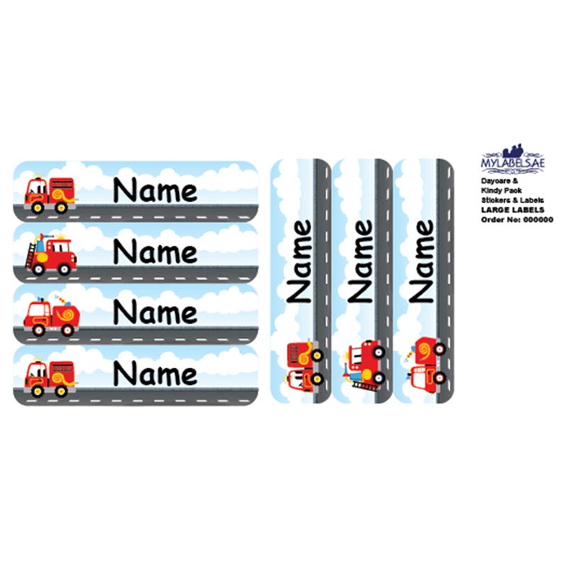 Mylabels - Personalized Labels - Fire Truck - Pack of 30 - Large