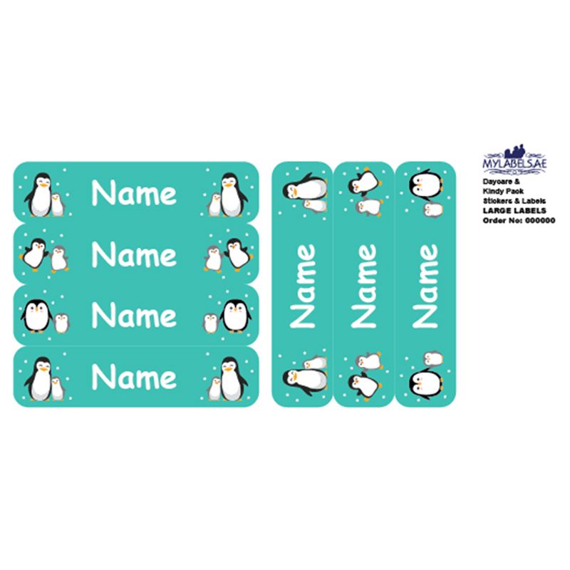 Mylabels - Personalized Labels - Penguin Family - Pack of 30 - Large