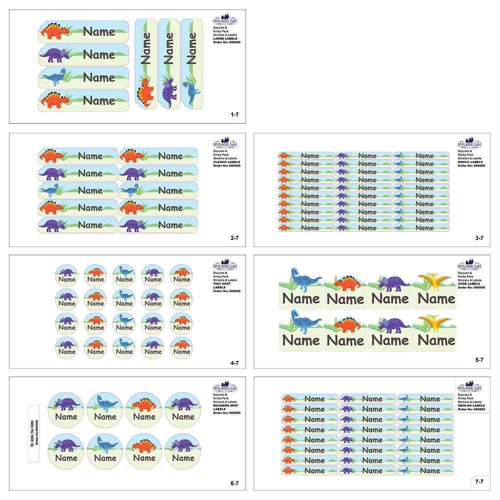 Mylabels - Personalized Labels - Smiling Dino - Pack of 107