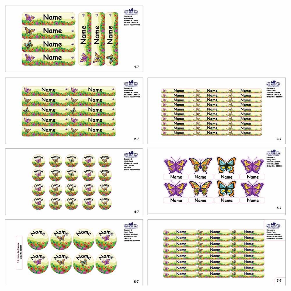 Mylabels - Personalized Labels - Butterfly Garden - Pack of 107