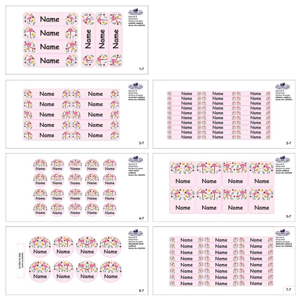 Mylabels - Personalized Labels - Flamingo Camp - Pack of 107