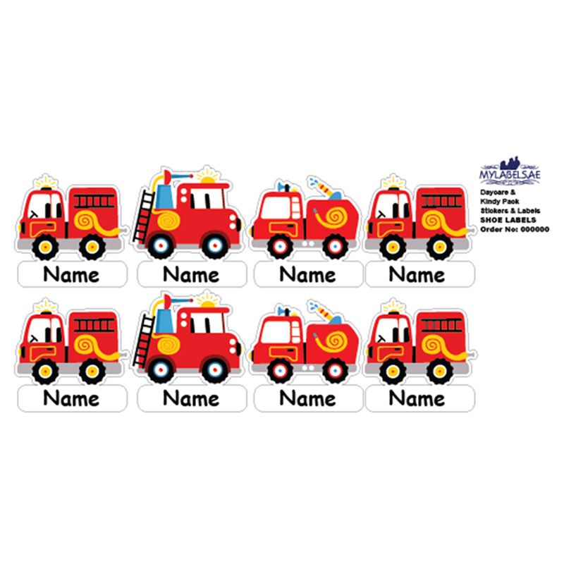 Mylabels - Personalized Shoe Labels - Fire Truck - Pack of 12