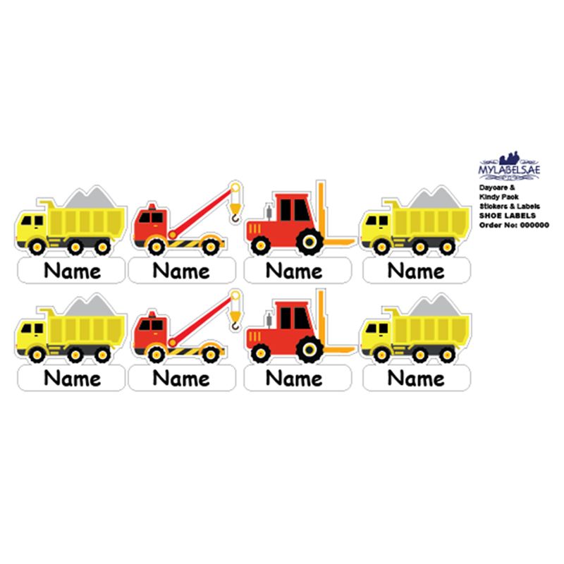 Mylabels - Personalized Shoe Labels - Heavy - Duty Truck - Pack of 12