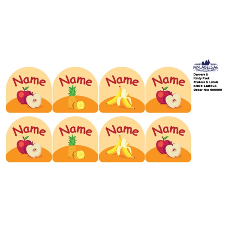 Mylabels - Personalized Shoe Labels - Yummy Fruits - Pack of 12