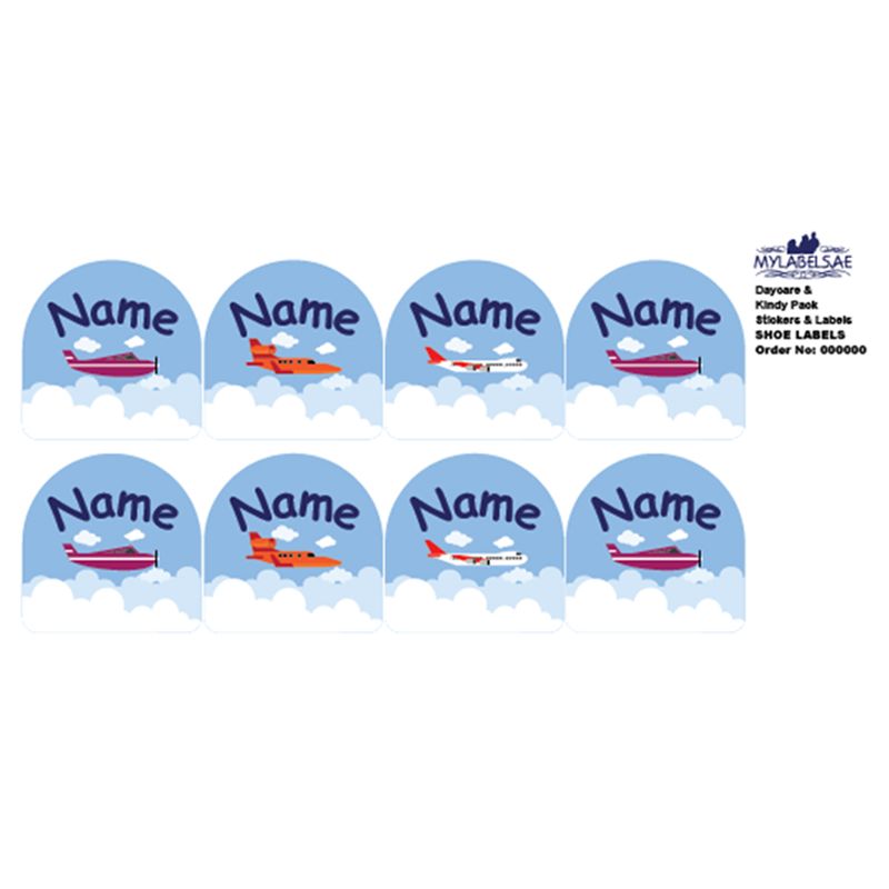 Mylabels - Personalized Shoe Labels - Airplane - Pack of 12