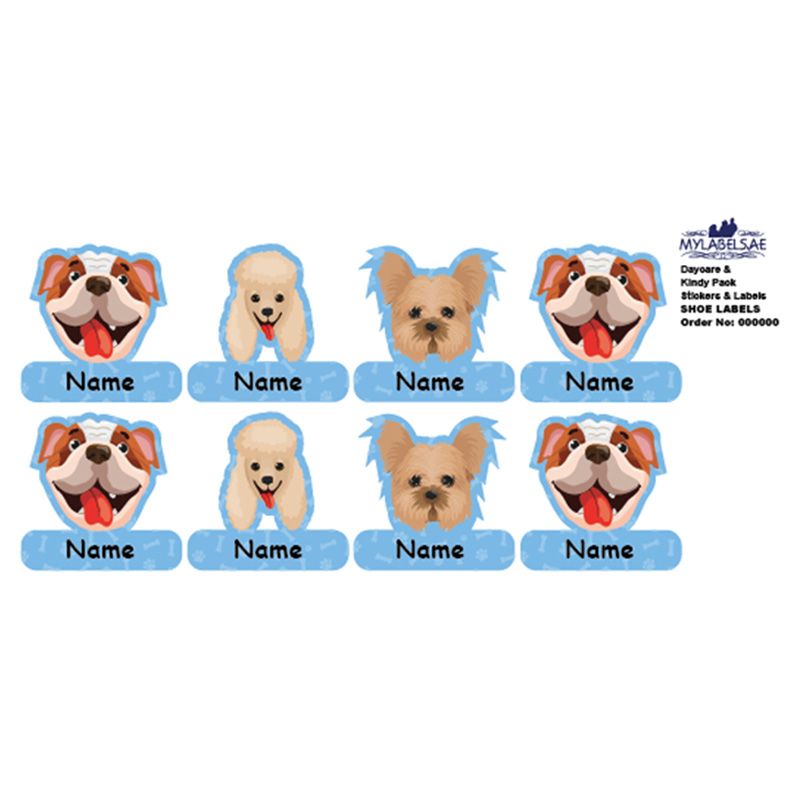 Mylabels - Personalized Shoe Labels - Lovely Dogs - Pack of 12