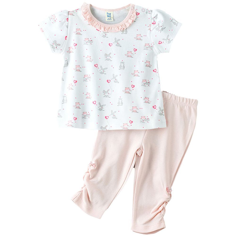 Tiny Hug - 2pc-Set - Baby Girl Top & Bottom - White/Pink_0-3M