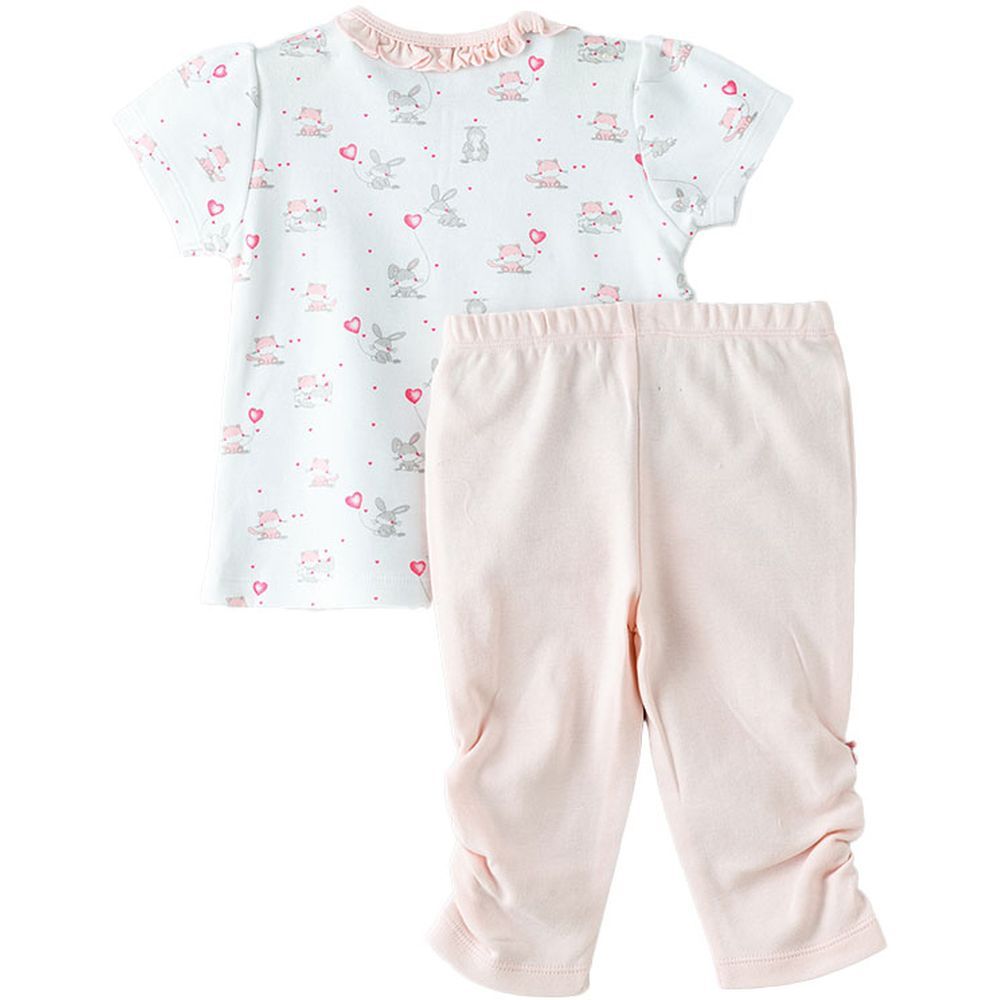 Tiny Hug - 2pc-Set - Baby Girl Top & Bottom - White/Pink_0-3M