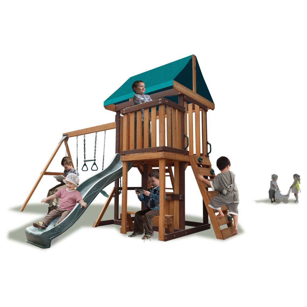 Mountpeak - Logan Swing Set And Playhouse With Balcony