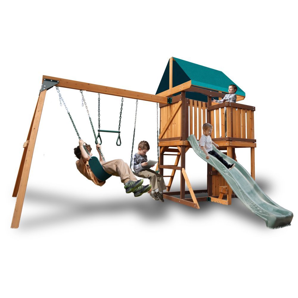 Mountpeak - Logan Swing Set And Playhouse With Balcony