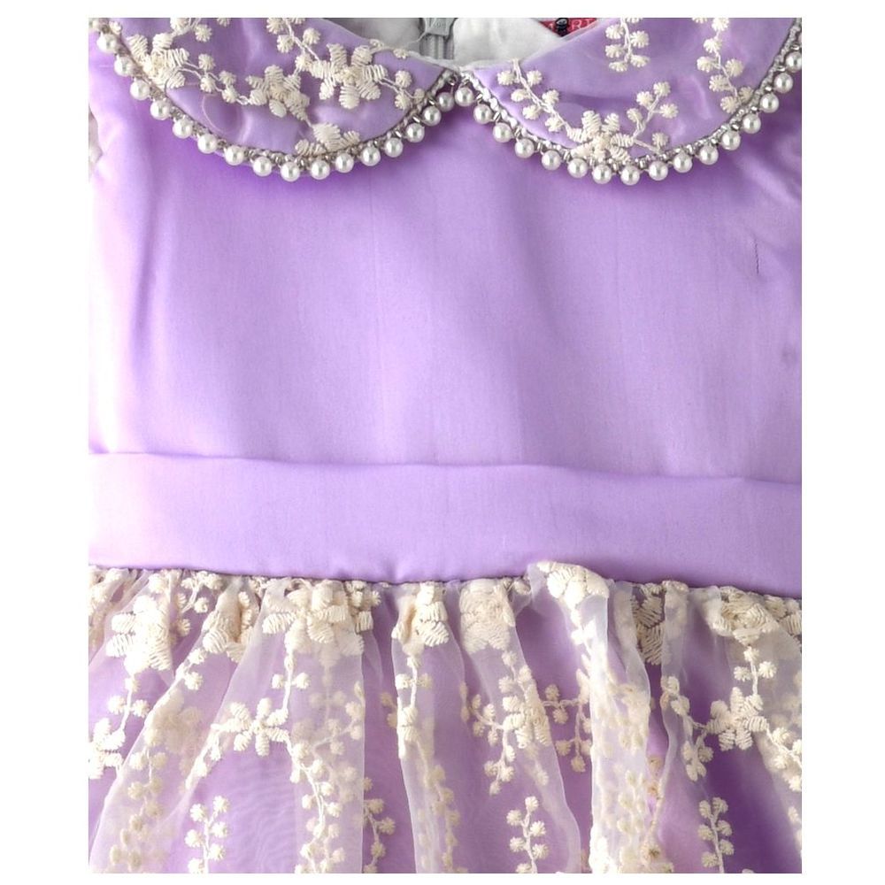 Smart Baby - Short Sleeves Printed Dress - Purple