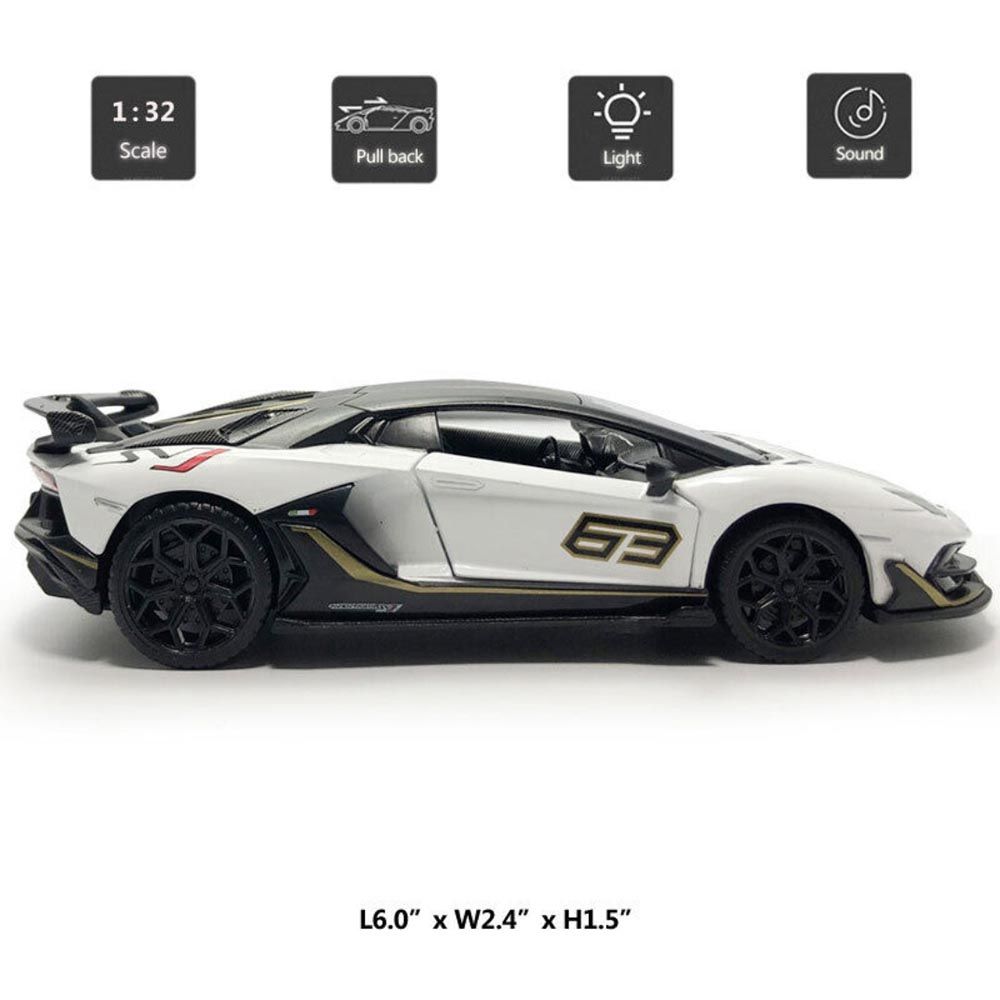 Msz - 1/32 Lamborghini Aventador Svj Car Die-Cast Replica - White