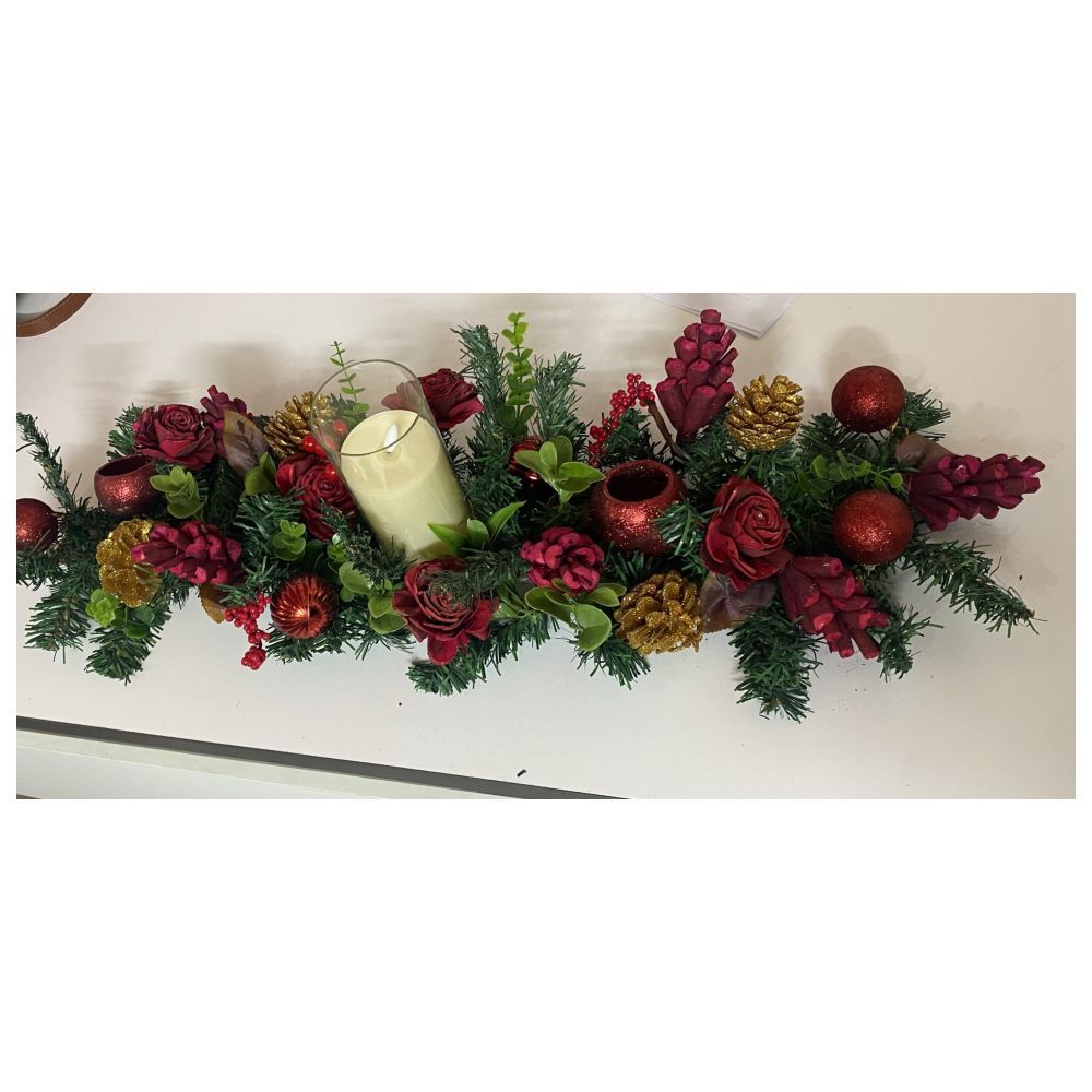 Merry Christmas - Table Centerpiece With LED Candle - 65 cm