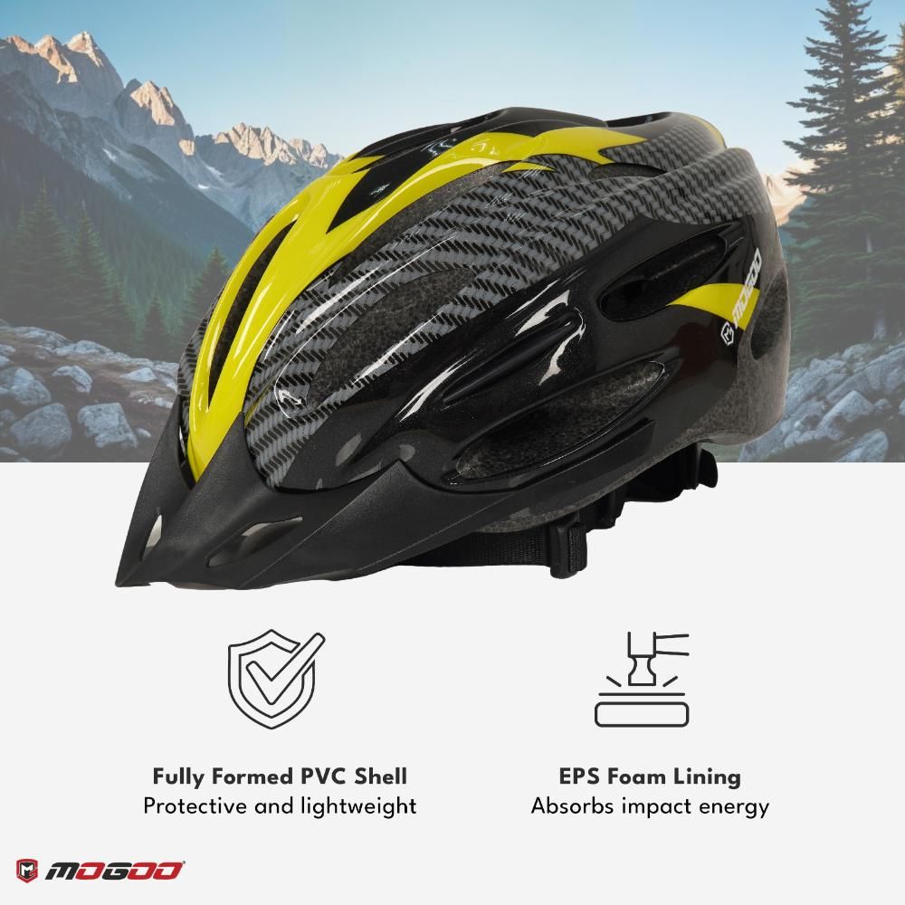 Mogoo - Adult Sports Helmet Large - Black & Yellow