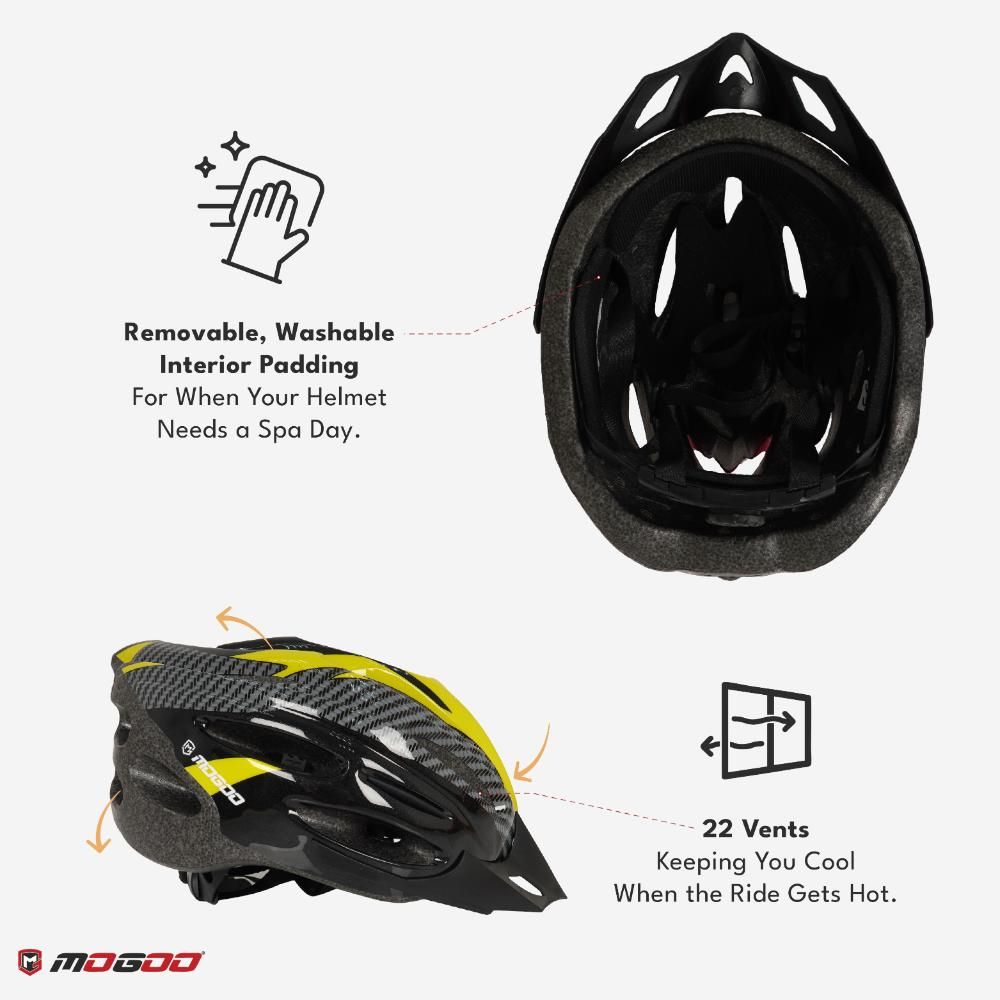 Mogoo - Adult Sports Helmet Large - Black & Yellow