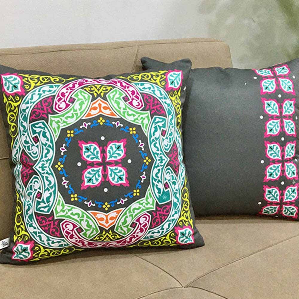 Aiida - Double Face Cushion Cover - Grey/Colorful