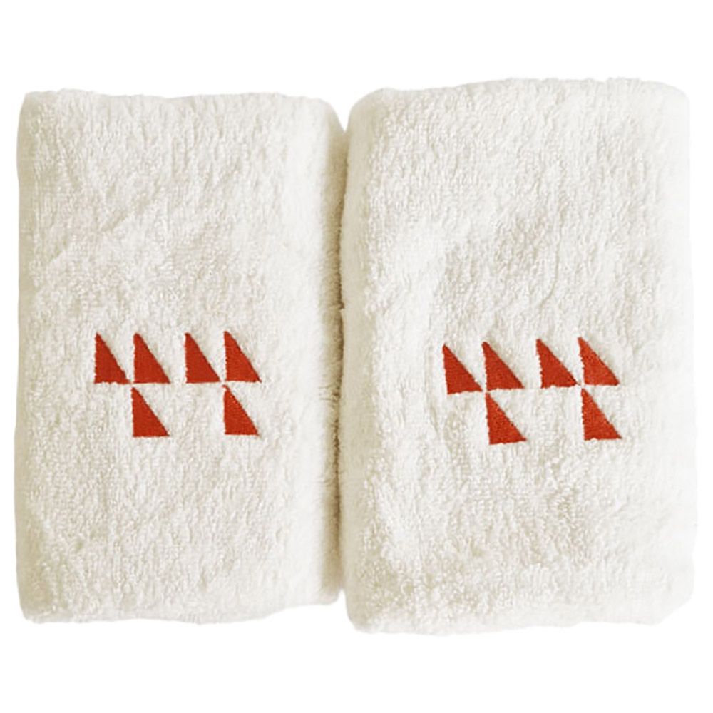 Aiida - Trillium Egyptian Guest Towel Set - White/Orange - Pack of 2