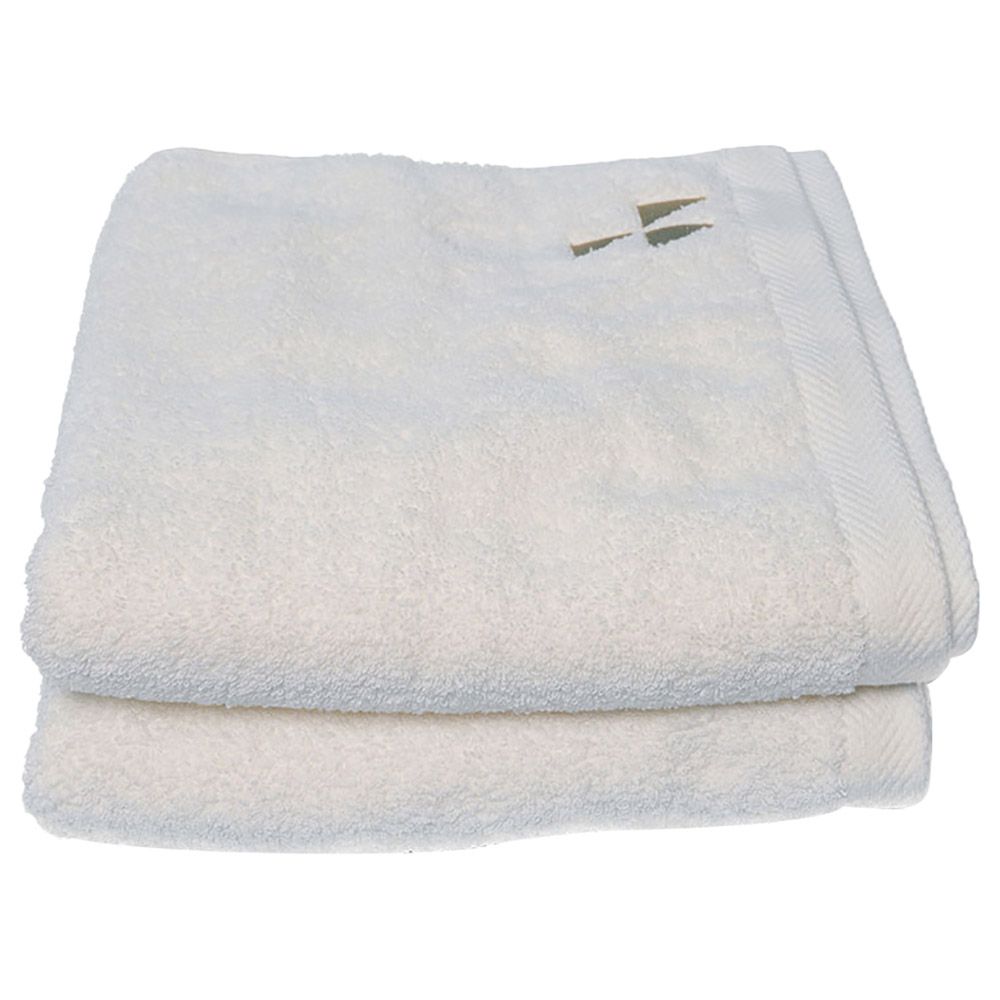 Aiida - Trillium Egyptian Bath Hand Towel Set - White/Orange - Pack of 2