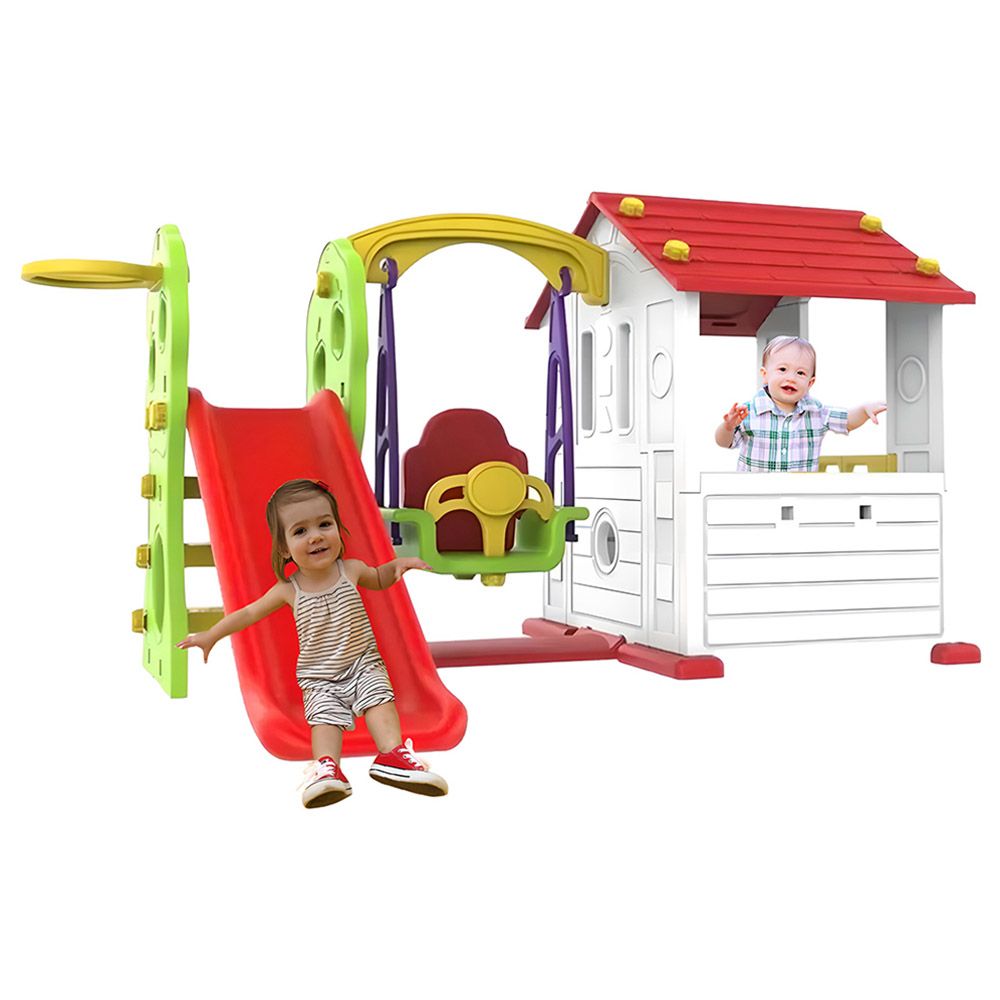 Myts - Korean Playhouse Game w/ Swing & Slide - White/Red