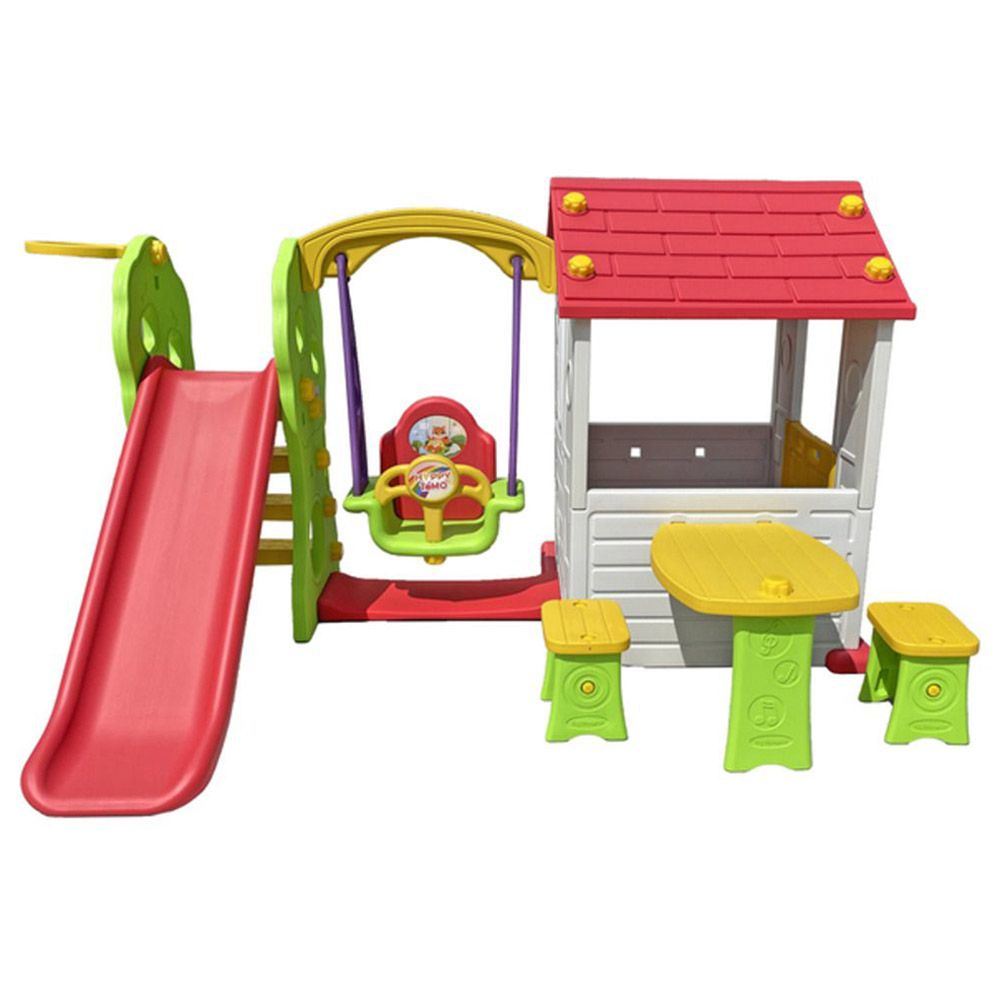 Myts - Korean Playhouse Game w/ Swing Slide & Table Chair - Red