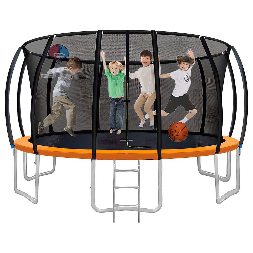 Myts - Trampoline w/ Basket Ball Hoop - Orange - 14ft