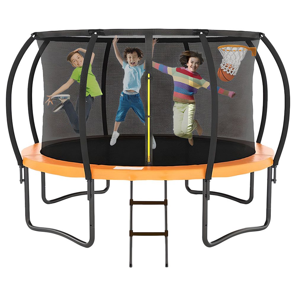 Myts - Trampoline w/ Basket Ball Hoop - Orange - 12ft