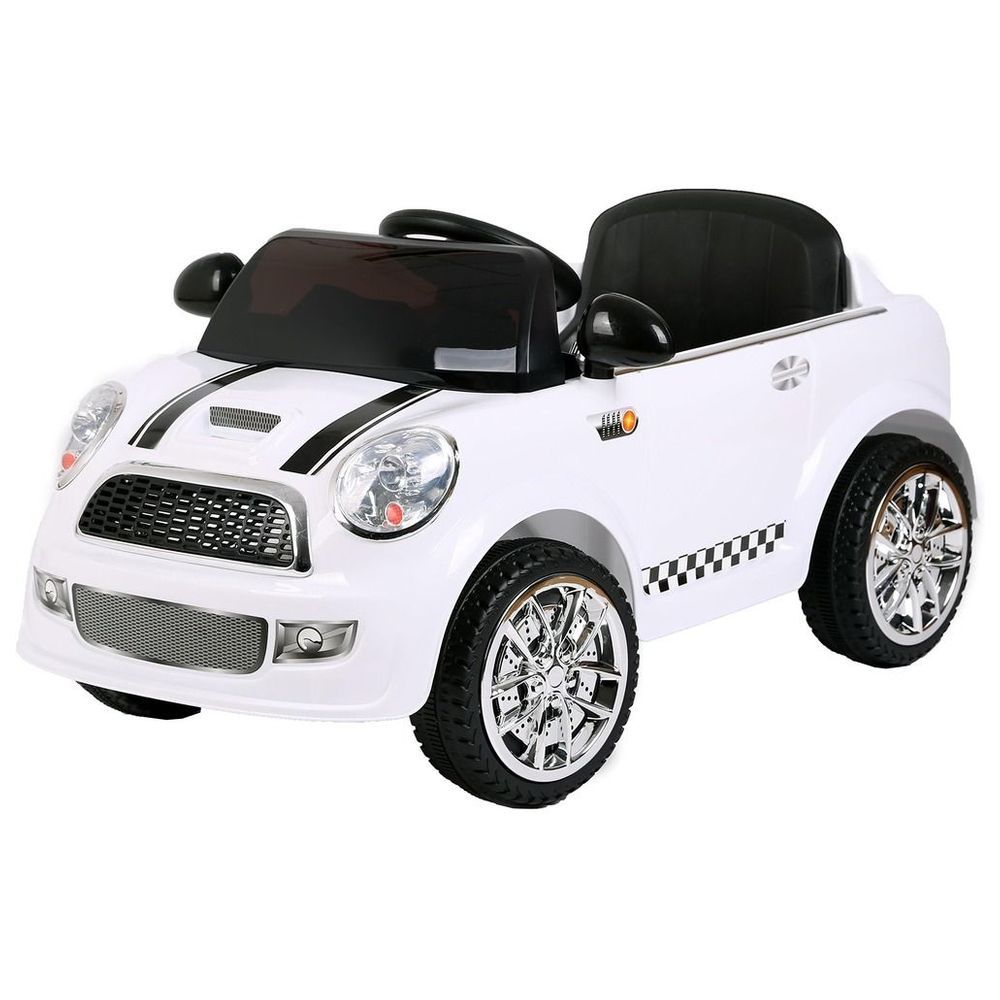 Myts - Hatchback Cooper Style Kids Ride-On Car - White - 6 V