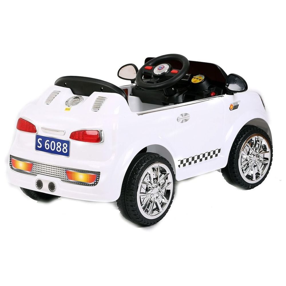 Myts - Hatchback Cooper Style Kids Ride-On Car - White - 6 V