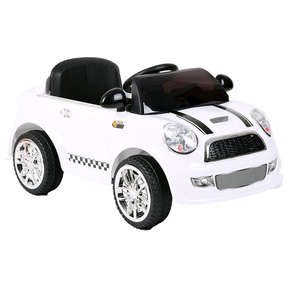 Myts - Hatchback Cooper Style Kids Ride-On Car - White - 6 V